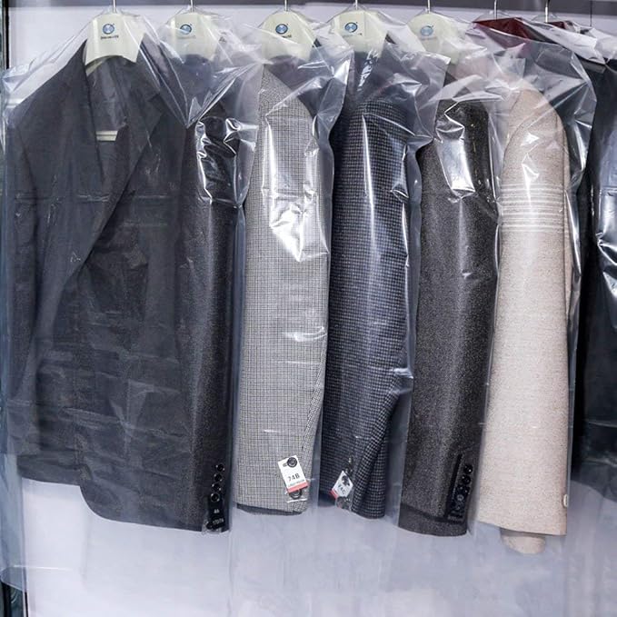 20Pcs Dry Cleaner Bags Plastic Clear Can be Hung Transparent Clothing Dust Cover