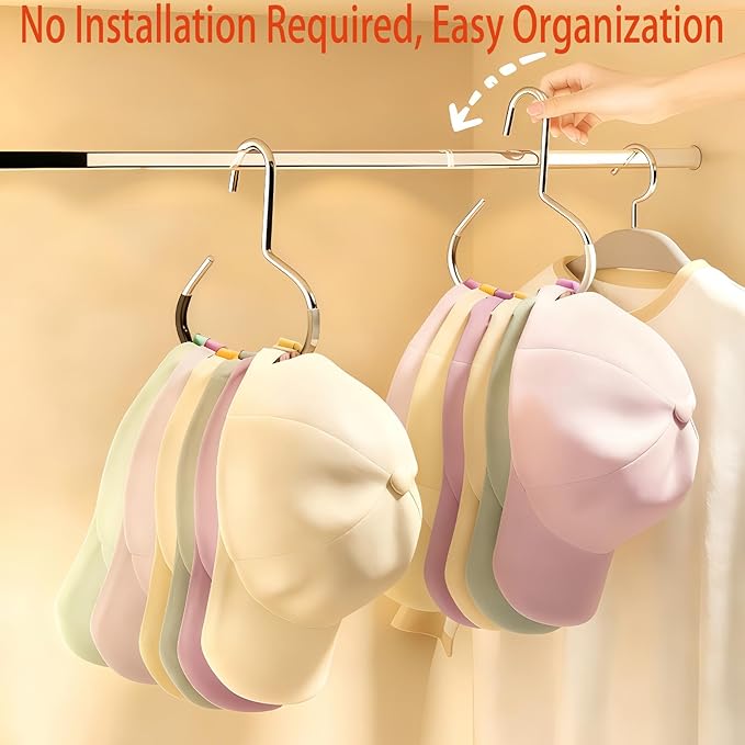 Durable Steel Hangers Maximize Closet Space with Versatile Storage, Hat Organizer Durable Stainless Steel, Durable Steels Hangers for Caps, Ties, Scarves, Clothes (Gray,10pcs)