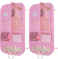 Univivi 2-Pack Dance Costume Garment Bag, 40" Dance Costume Bag for Hanging Storage, kids garment bags with 3 Clear Zippered Medium Pockets and 2 Back Zippered Pockets and 1 xPendant, 3 x Badge (Pink)