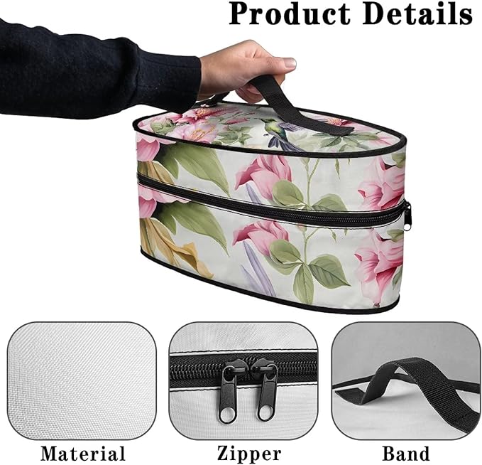 Hummingbird Lily Steam Iron Storage Bag with Zipper Handle Retro American Flag Iron Storage Case Fits for Accessories Travel Irons
