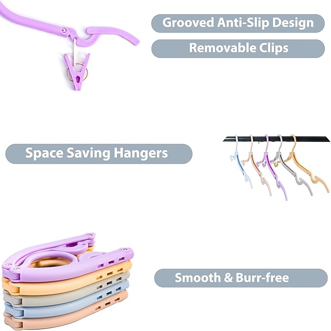Travel Hangers, Cruise Ship Essentials Travel Essentials, Portable Cruises Must Haves 2025, Folding Hangers for Suitcase, RV Camping Airplane Europe Vacation Essential (30, Mixed)