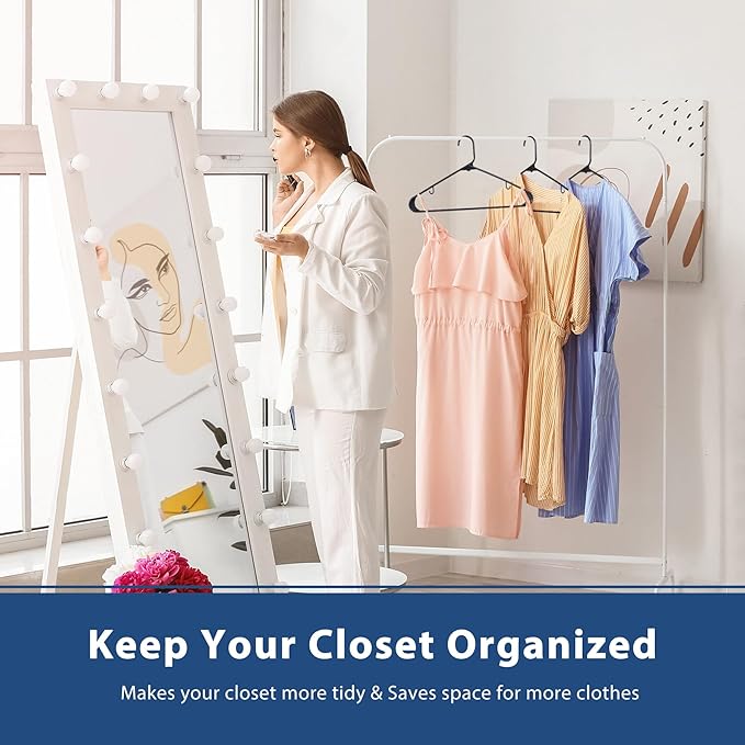 ZENY Plastic Hangers 100 Pack - Clothes Hanger with Hooks - Skirt Hangers - Durable & Space Saving Coat Hanger - Hangers for Coats, Skirts, Pants, Dress (Black)