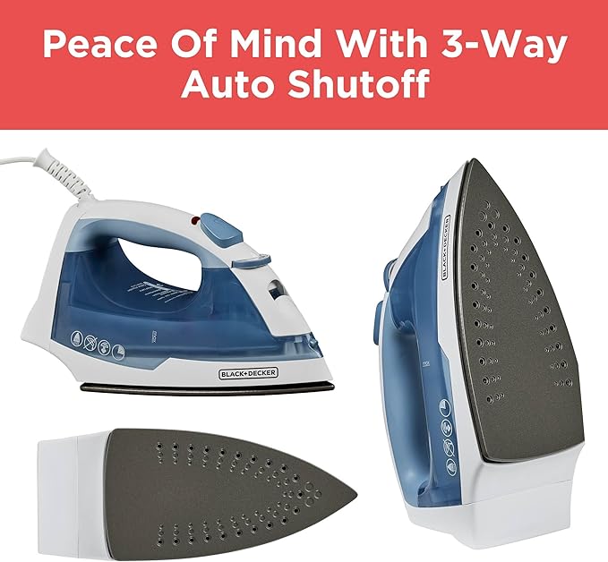BLACK+DECKER Easy Steam Compact Iron for Clothes,Automatic Shutoff,Nonstick Plate,Light Weight,1200 Watts,(Pack of 4)