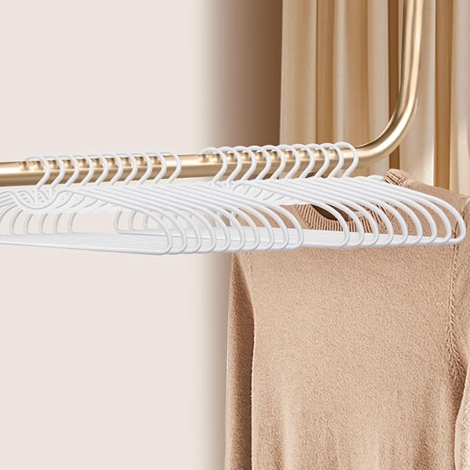 10/20Pcs Short Neck Anti-Slip Plastic Clothes Hangers, Save Vertical Space Hangers, No Shoulder Bump Suit Hangers for Shirts Blouses Dresses Jackets Closet Organization (10)