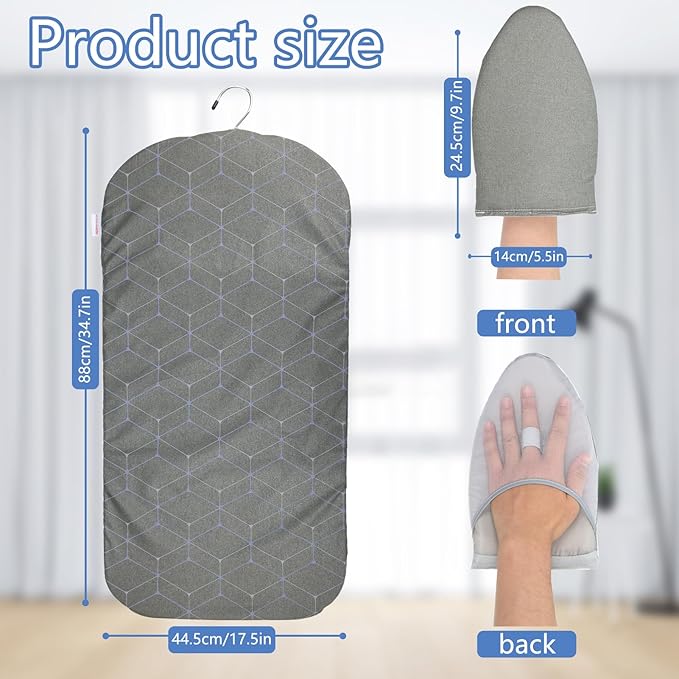 Steamer Board for Clothes With Ironing Glove, 35"17.5" Hanging Ironing Pad, Steam Iron Stand With Pad for Steaming Clothes