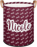 Custom Name Laundry-Hamper, Personalized Red Kids-Clothes-Hamper Foldable with Name, Customized Storage Basket with Handles Waterproof Gift for Boys Girls Baby Women