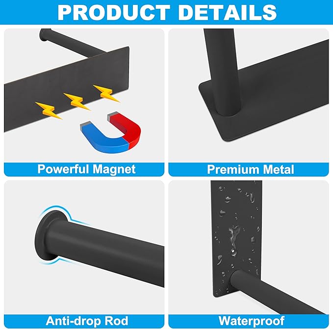 RedCall Magnetic Hanger Organizer for Washing Machine,Strong Magnet Hanger Storage Rack for Laundry Room Organization,Stacker Holder (Black)
