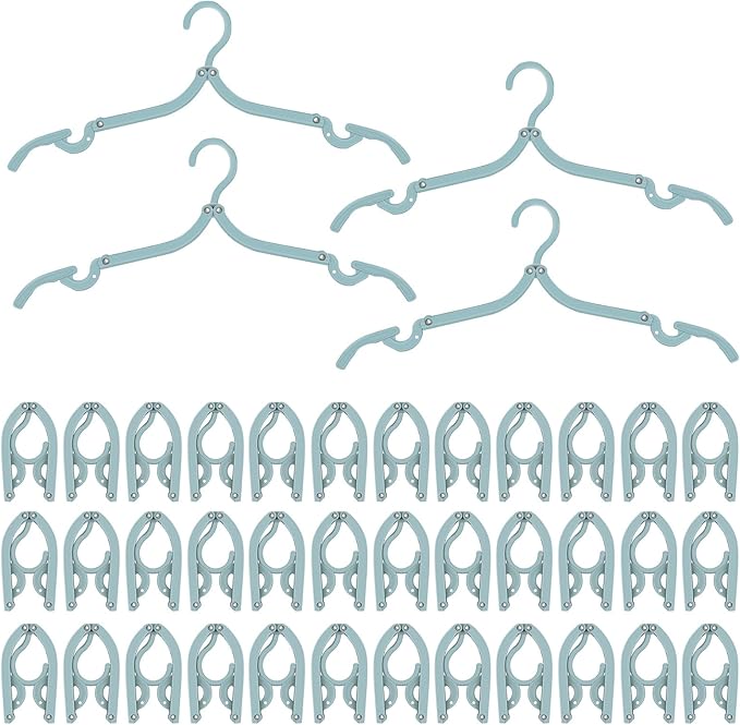 40PCS Large Travel Hangers Lightweight Portable Clothes Hangers with Non-Slip Grooves Space Saving Foldable Clothes Hanger 45cm Plastic Folding Hanger for Travel Camping Home RV