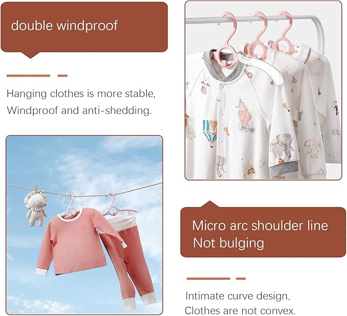 Baby Nursery Closet Hangers, Ultra Thin Non-Slip and Extendable Laundry Infant Pant Hanger for Newborn Clothes - 20pcs11-14" Pink Adjustable Children Coat Hanger for Girl Boy Toddler Kids Child