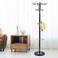 67" Metal Coat Rack Stand with Natural Marble Base, Free Standing Hall Tree with 16 Hooks for Hanging Scarf, Bag, Jacket, Home Entry-way Hat Hanger Organizer (Black)
