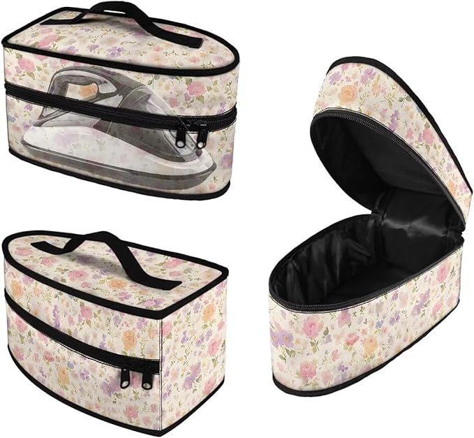 Watercolor Floral Iron Carrying Bag Portable Travel Iron Holder Easy to Carry Hard Storage Carrying Case with Handle,Case Only