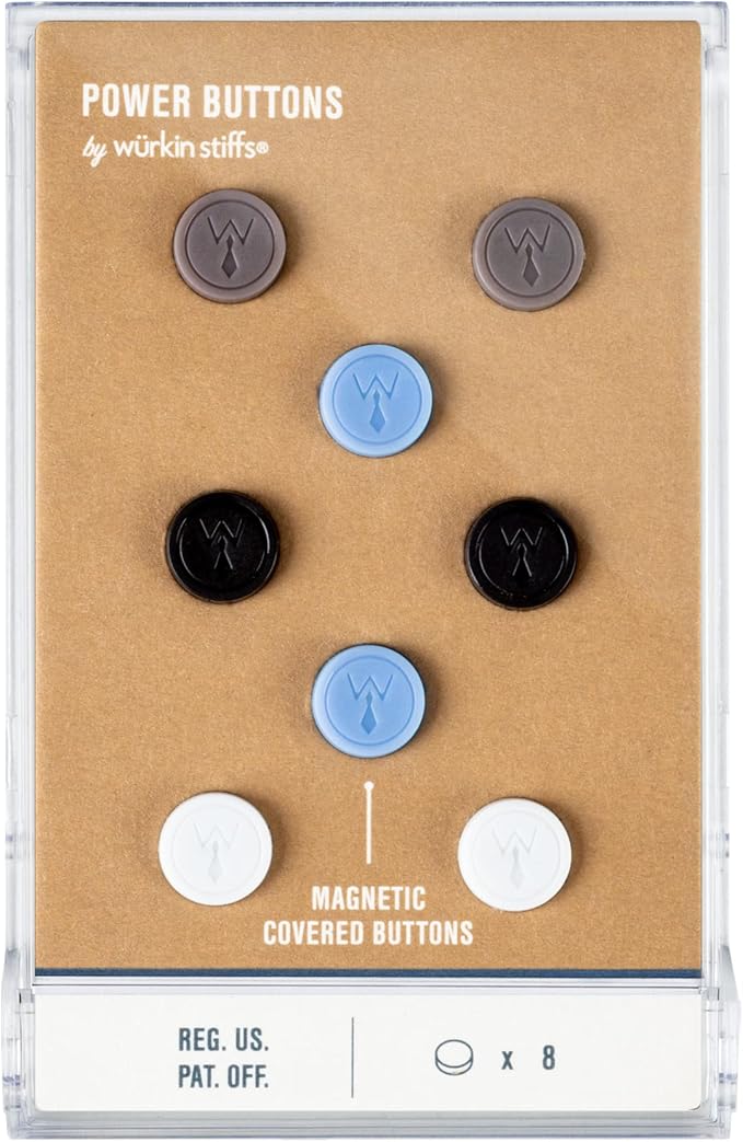 Würkin Stiffs Magnetic Power Buttons Pack of 8 | Magnets for Collar Stays in Storage Case | As Seen on Shark Tank