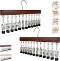 2026 New Closet Organizer with 10 Clips - Space Saving Hanging Closet Organizer, 12 Clips, Closet Organizers and Storage, 360° Rotating, for Jeans, Hats, Shorts, Socks (Brown*2)