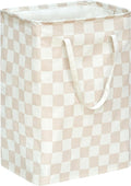 Beige Checkered Laundry Basket Girls Hamper Storage Bins Organizer Toy Box Large Canvas Collapsible Chest for Home/Dorm/Kitchen/Pet/Office/Closet/Shelf/Gift Baskets