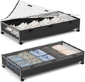Under Bed Storage Containers with Wheels, 80L Extra-large Underbed Shoe Storage Organizer 2 Pack with Removable Lids, Large Rolling Under Bed Storage Dresser Drawers for Clothes Shoes Blankets