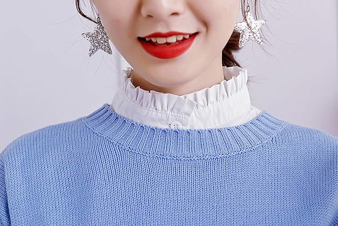 YAKEF Lady Half-Shirt Blouse Detachable Lace Chiffon Fake Collars Dicky Collar Faux Collar