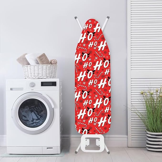SEANATIVE Ho Ho Ho Ironing Board Cover Standard Size Iron Board Replacement Cover Resists Scorching and Staining with Elastic Edge, Thick and Durable