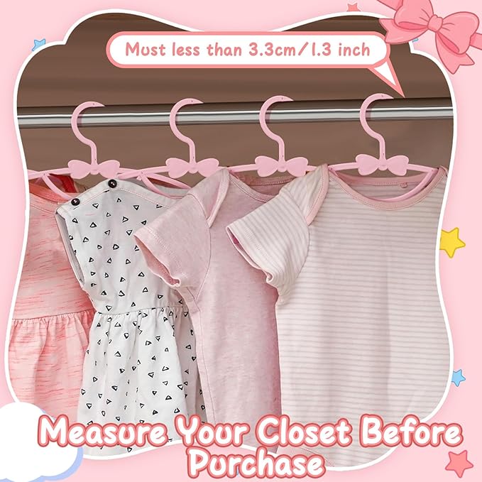 50 Pack Pink Baby Hangers Plastic Baby Nursery Closet Hangers Non-Slip Ultra-Thin Child Infant Coat Hanger for Newborn Toddler Clothes