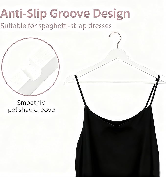 Natural white Wooden Hangers 20 Pack Non-Slip Clothes Hangers with 360° Rotating Hooks for Shirts, Durable heavy duty hangers, Slim Space saving Hanger,Pants, Suits - Ideal for Closet & Travel Storage