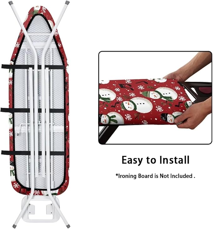 SEANATIVE Cute Snowman Ironing Board Cover Dust Proof and Stain Proof Ironing Board Protective Cover with Elastic Edges, 54x15 Inch