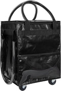 Reusable Grocery Bag on Wheels (Small-Black), Rolling Shopping Bags with Wheels and Handle, Folding Rolling Tote Trolley, Zipper Cover, Carries Up to 22 LBS, Easy Transportation