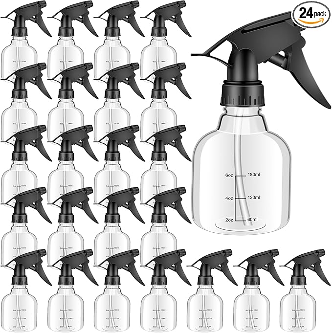 24 Pack 8 oz Small Spray Bottle, Refillable Empty Spray Bottles with Measurement and Adjustable Nozzle, Spray Bottle for Hair, Cleaning, Plants, Kitchen, Bathroom, Salon & Home Use