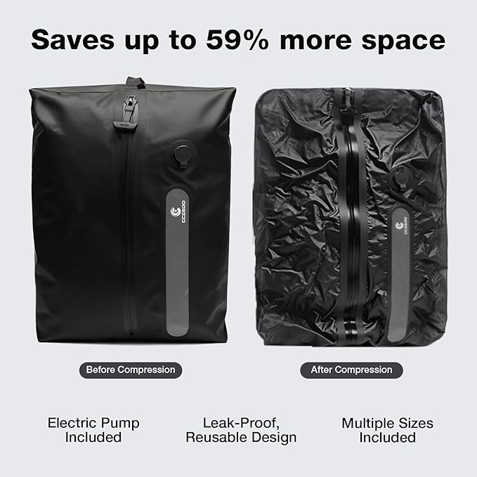 Travel Vacuum Storage Bags with Pump, 3 Pcs IP68 Reusable Extra Large Vacuum Storage Bags, Space Saver Vacuum for Clothes, Blanket, comforter, Storage Bag, Fits 20-28 Inch Suitcase