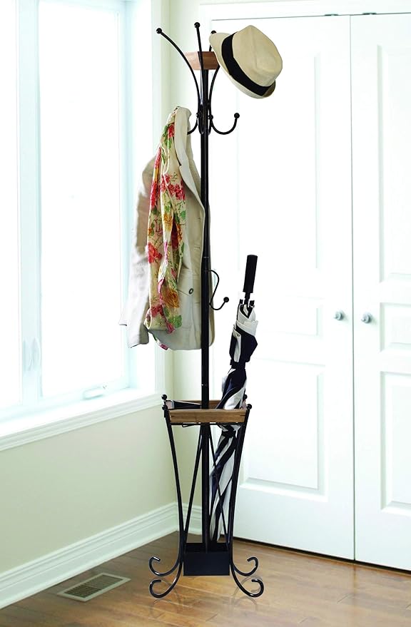 Artesa Coat Rack With Umbrella Stand And Removable Tray, Black - 5215210