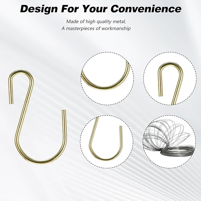 100 Pcs 1 Inch Mini S Hooks for Hanging, Metal S Shaped Hook Mini S Wire Hanger‌ Connectors Ornament Hooks for Hanging Jewelry Small Kitchenware Potted Plants(Gold)