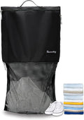Mesh Laundry Bag Travel Bags-Small Hanging Wash Delicates Reusable Dirty Bag, Travel, Gym, Healthcare Workers, Laundry, Sports, Fitness, Swimwear, Camping, Wet Clothes. L (Black)