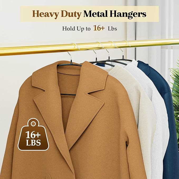 Heavy Duty Metal Suit Hangers 40 Pack, Non-Slip PVC Coating, No Shoulder Bumps, Space Saving Clothes Hangers for Sweaters, Coat, Shirts, Skirt, Jackets, Black