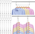 12-Pack Metal Hanger Organizer, Foldable Closet Hanger Rack, Sturdy Multiple Hangers in One Space Saver for Heavy Clothes, Closet Organizers, and Dorm Room Essentials.