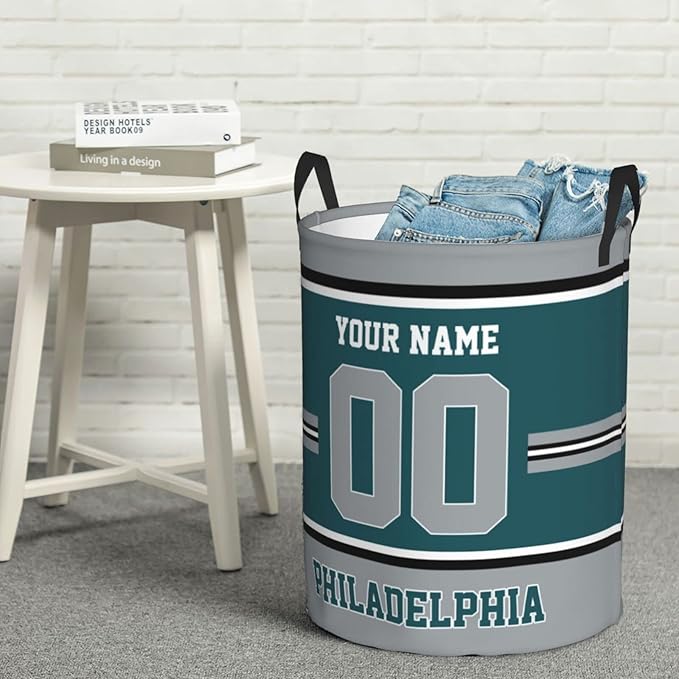 Custom Philadelphia Laundry Hamper Personalized Laundry Basket Customized Name And Number Collapsible Storage Basket for Bedroom Bathroom Living Room Gifts
