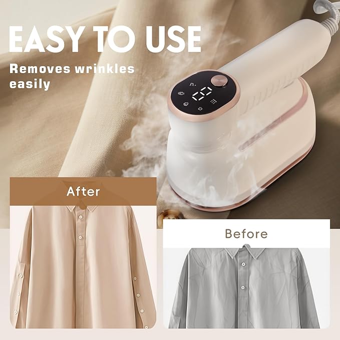 Steamer for Clothes,1200W Clothes Steamer Iron combo, Fast Heat Up Travel Steamer with 3 Steam Modes LCD Display, 180ml Water Tank, Wrinkle Remover for Home & Travel