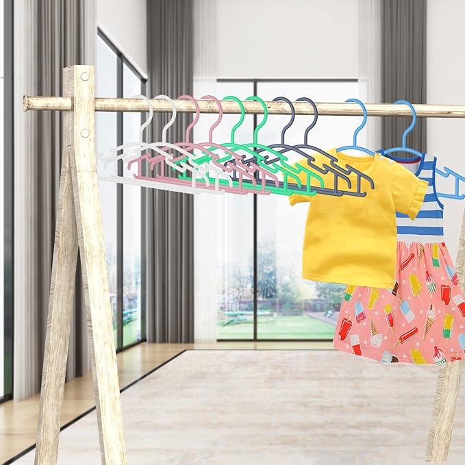 100 Pack White Baby Nursery Closet Hangers, Non-Slip Laundry Infant Pant Hanger for Newborn Clothes Gift, Ultra-Thin Plastic Hanger for Girl Boy Toddler Kid