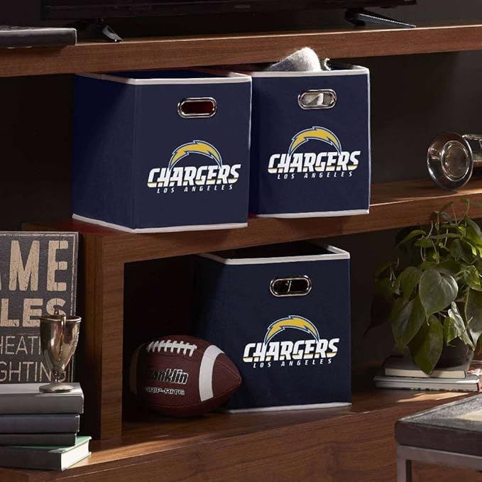 Franklin Sports NFL Storage Bins - Collapsible Cube Container + Basket - NFL Office, Bedroom + Living Room - 11"x11"
