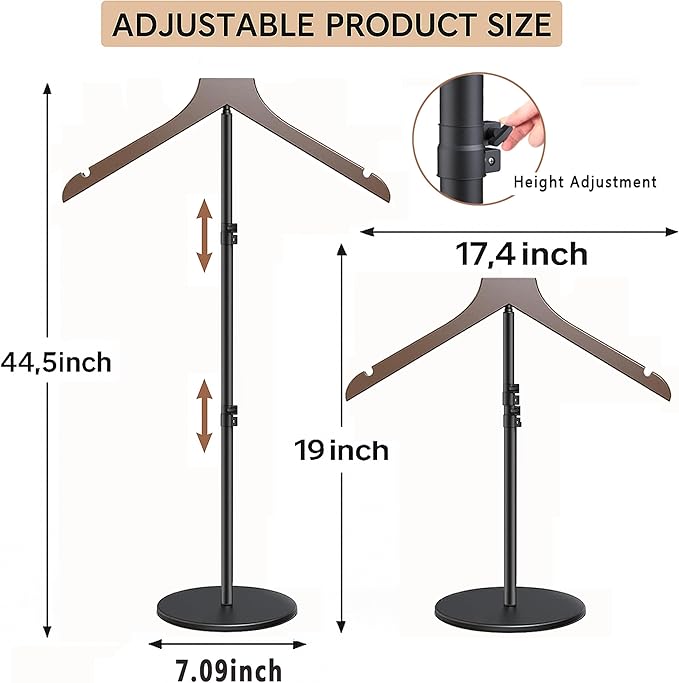 T Shirt Stand Display 19-44.5 Inch, Height Adjustable for Long Short Clothes Dress, Boutique Display Mannequin for Store, Closet, Photoshoot, Exhibition, Vendors Shop, Parties(Brown, 44.5inch 1pcs)