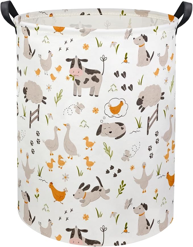 Baby Laundry Basket Kids Hamper Toy Storage Bin for Boys Room Decor Baby Nursery Hamper Gift Baskets for Bedroom Bathroom(Farm)