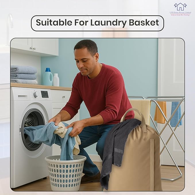 LFH Home Large Premium Cotton Canvas Laundry Bag with Drawstring and Handles Heavy Duty, Multi-Use, and Washable for Home, Travel, College or Storage 20x30 (Pack of 2)-Beige