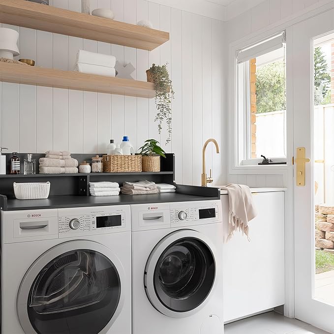 2-Tier Washer Dryer Countertop, 54" W x 27.5" D Laundry Countertop Cover with Non-Slip Pad,Large Space Laundry Topper for Laundry Room Organization (Black)