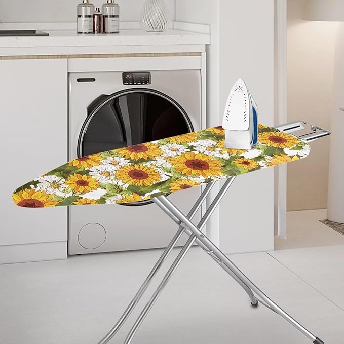 Sunflower Stretchable Standard Ironing Board Cover with Elastic Edge Windproof Reflects Heat Durable Iron Board Cover for 15 x 54 Ironing Boards Decor