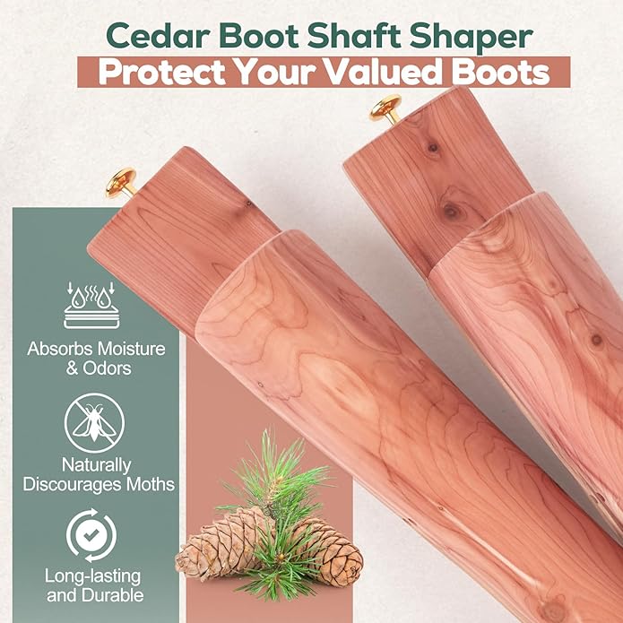 Cedar Boot Tree Shaft Shaper, Tall Boot Inserts Shape Holders,Cedar Cowboy Boots Tree for Men & Women