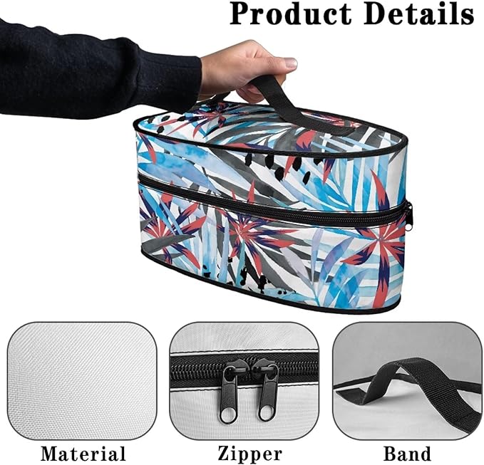 Tropical Flowers Iron Case Storage Universal for Most Iron Lightweight Colorful Steam Iron Storage Bag with Zipper Handle