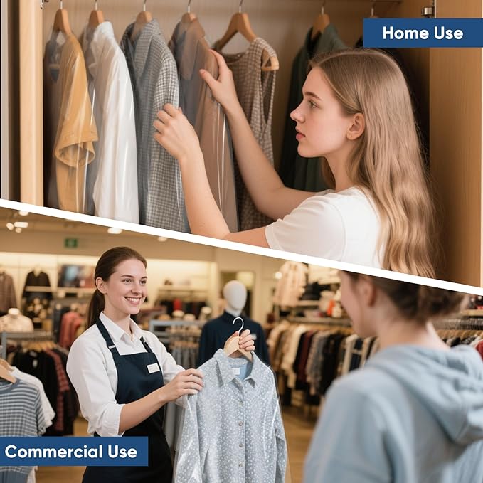 100 Pack 23.6"x55" Garment Bags for Hanging Clothes, Thick Clear Plastic Dry Cleaning Covers for Closet Storage & Travel