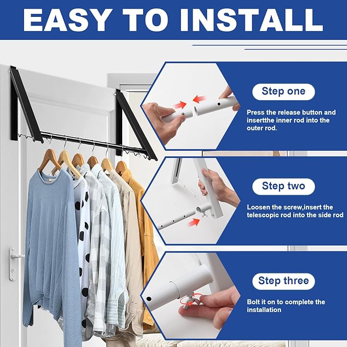 Over The Door Clothes Hanger,1.69 Inch Door Hook For Over The Door Drying Rack,Foldable Retractable Overdoor Hanger Hook For Bathroom,Laundry Room,Apartament And Bedroom