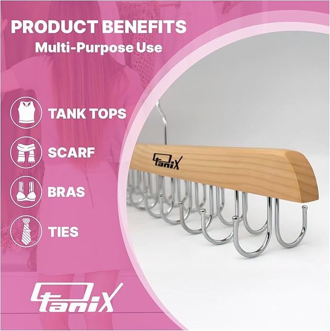 3 Pack Tank Top Hangers Space Saving, Bra Hangers for Closet Organizer, Bra Organizer for Closet, Space Saving Organizers and Storage for Dorm & Apartment for Tankto (Wooden)