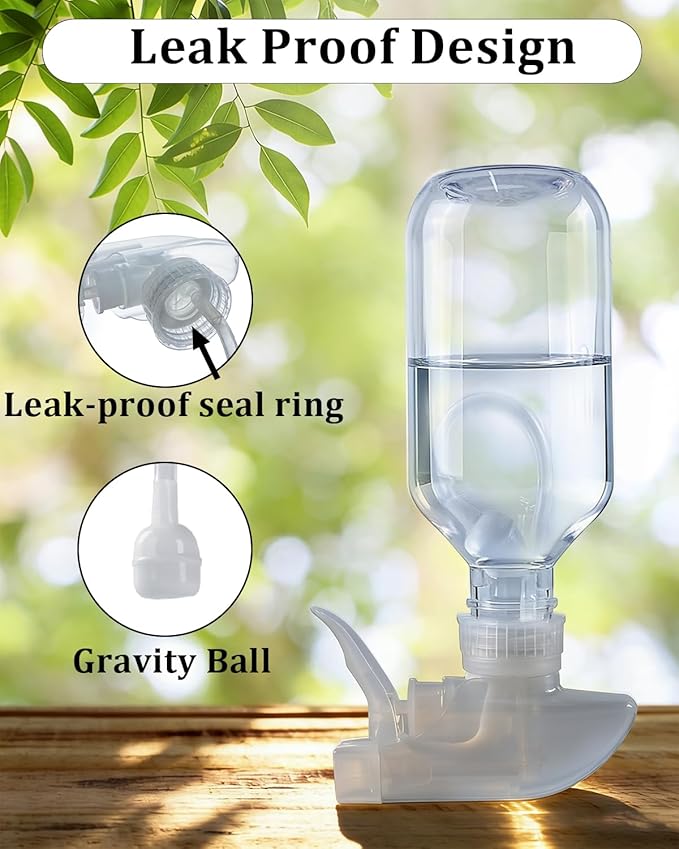 2 Pack 360° Spray Bottles, 10 oz Plastic Small Containers with Adjustable Spray Nozzles, Spray Bottles for Hair, Cleaning Solutions, BBQ and Plants Amber&Clear