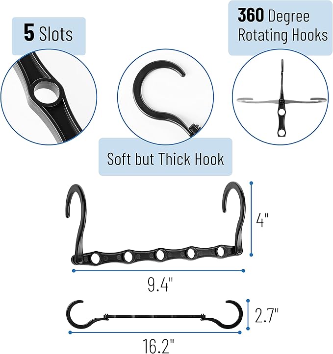 Mr. Pen- Space Saving Hangers for Clothes, 24 pcs, Black, Bulk Plastic Multi Clothes Hangers Space Saving, 5 Slots, 360° Rotating Hooks
