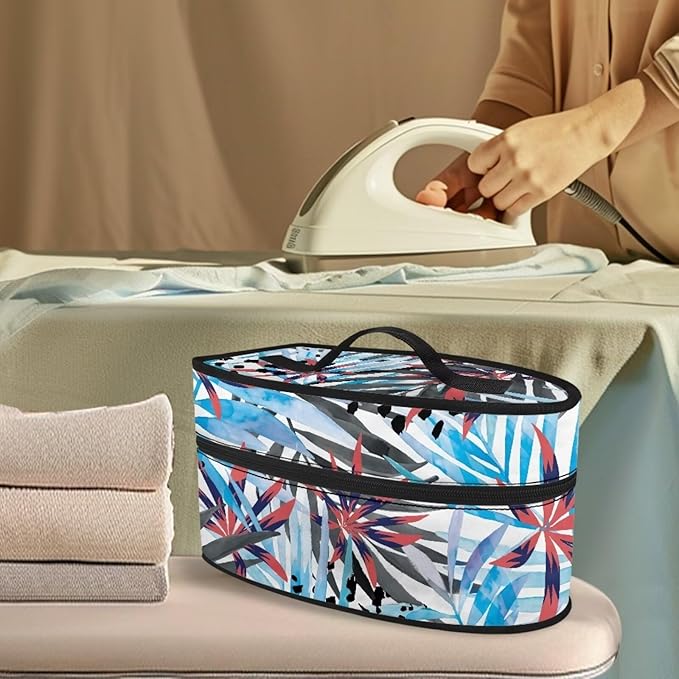 Tropical Flowers Iron Case Storage Universal for Most Iron Lightweight Colorful Steam Iron Storage Bag with Zipper Handle