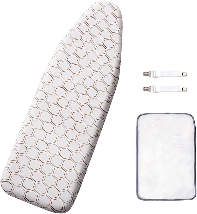 SheeChung 14"x42" Over The Door Ironing Board Cover and Pad,Thick Iron Covers with Fastener Straps,Durable Scorch & Stain Resistant Padded Door Ironing Board Cover